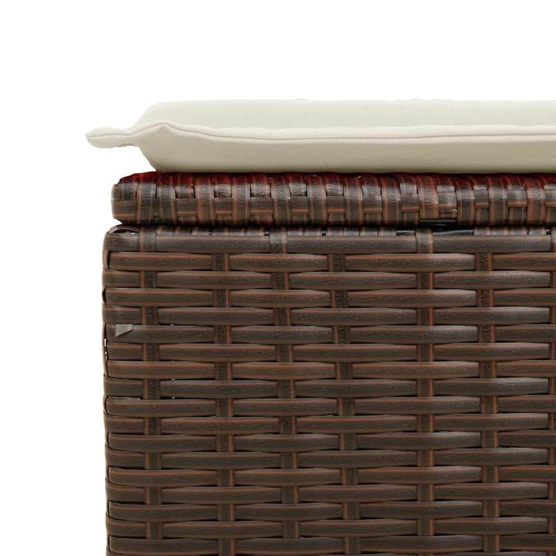 vidaXL Patio Sofa Set with Cushions Garden Stools 2 Piece Poly Rattan Acacia
