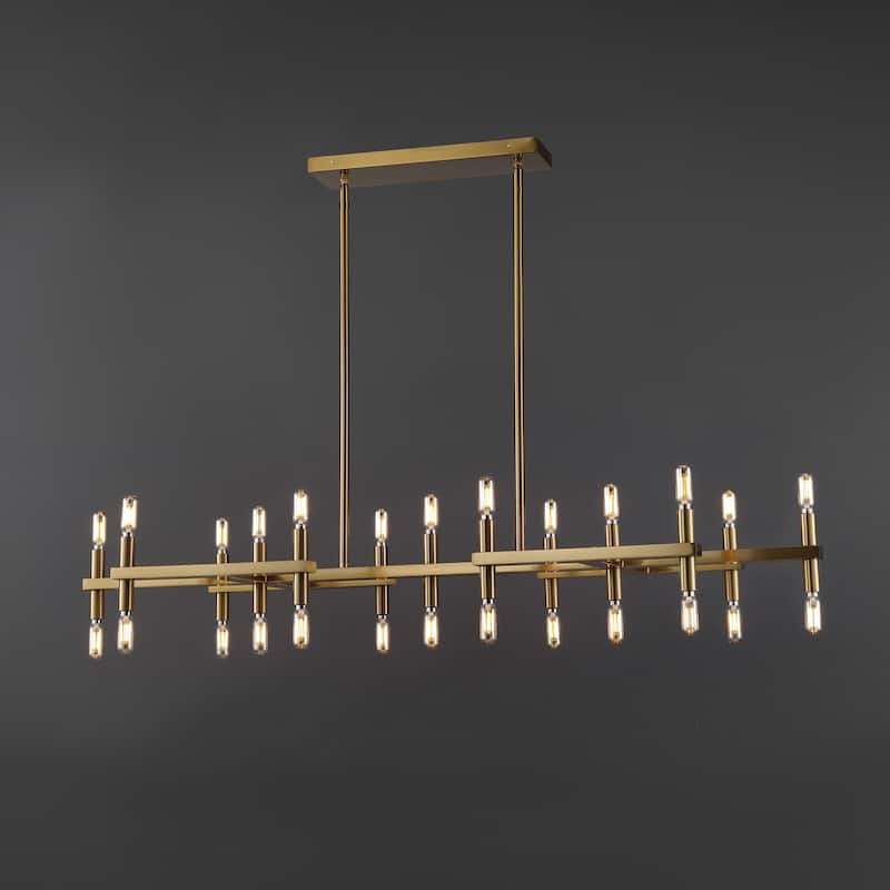 SAFAVIEH Couture Melanie 56" Metal Chandelier - 50" W x 16" D x 56" H - Gold