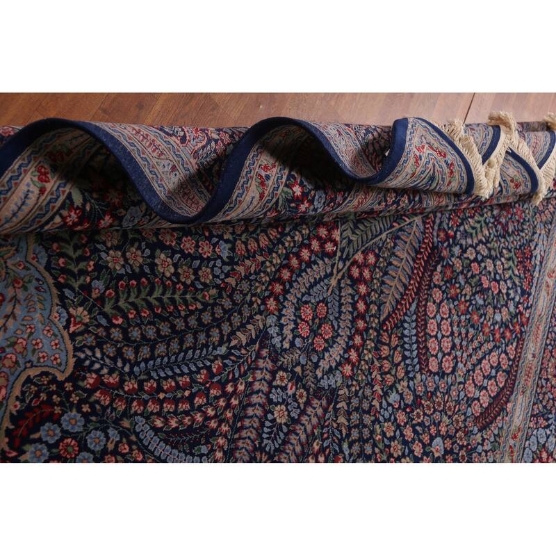 Vegetable Dye Blue Kerman Chinese Area Rug Hand-Knotted Wool Carpet - 7'0"x 10'0"