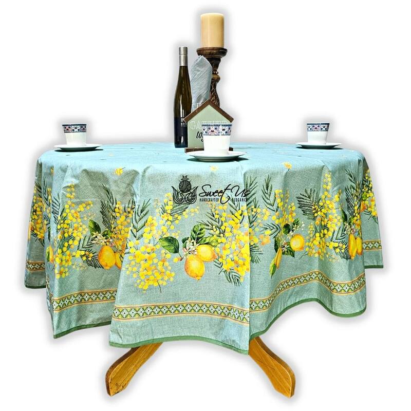 Citronnée Wipeable Tablecloth, Stain Resistant, French Acrylic
