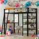 preview thumbnail 2 of 16, Twin Size Loft Bed with 3 Layers of Shelves and Desk with Whiteboard