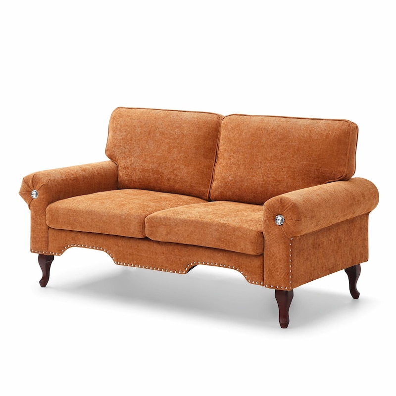 Linen Loveseat - Tufted Chesterfield Sofa