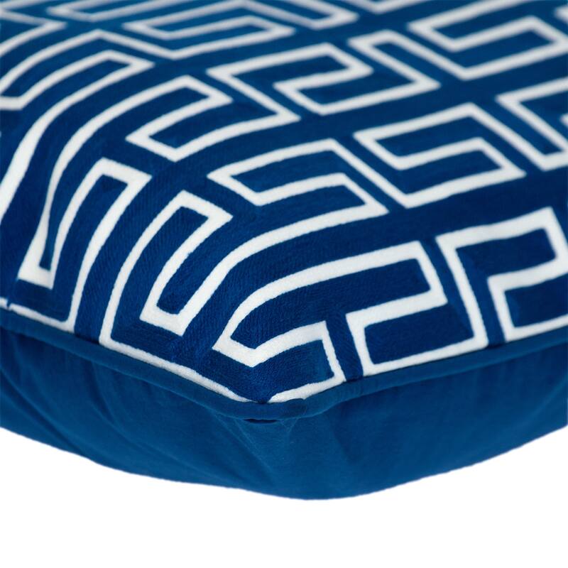HomeRoots 20" Blue Geometric Cotton Throw Pillow