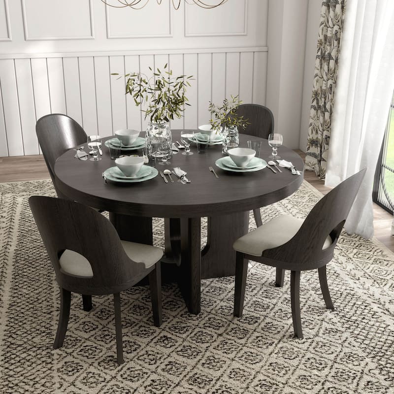 Furniture of America Piez Modern 5-Piece Solid Wood Round Dining Set