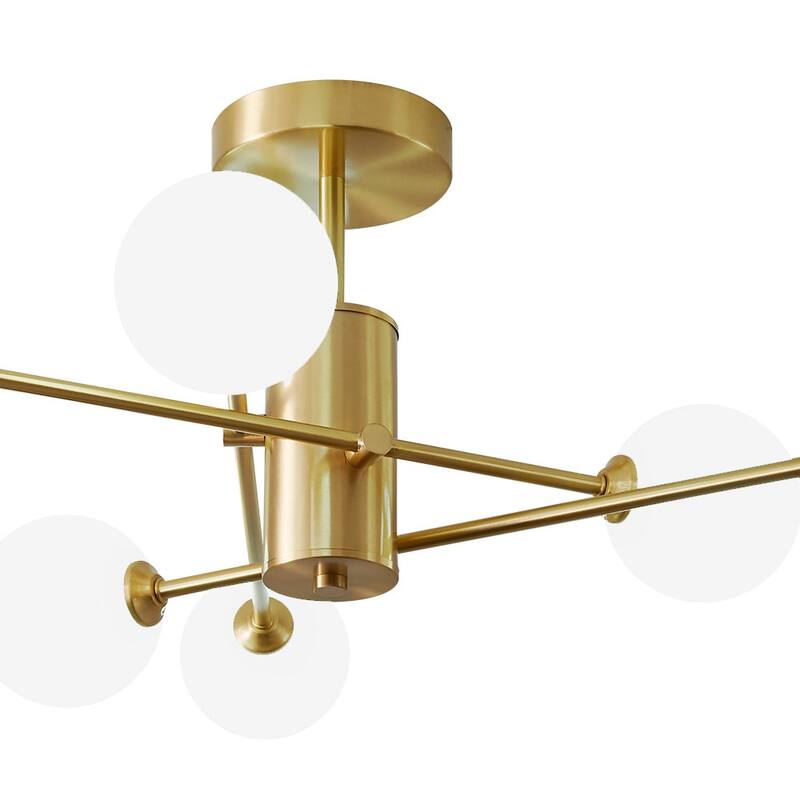 Modern Living Room 6-Light Radial Matte Glass Globe Semi-flush Mount - 38.6 in