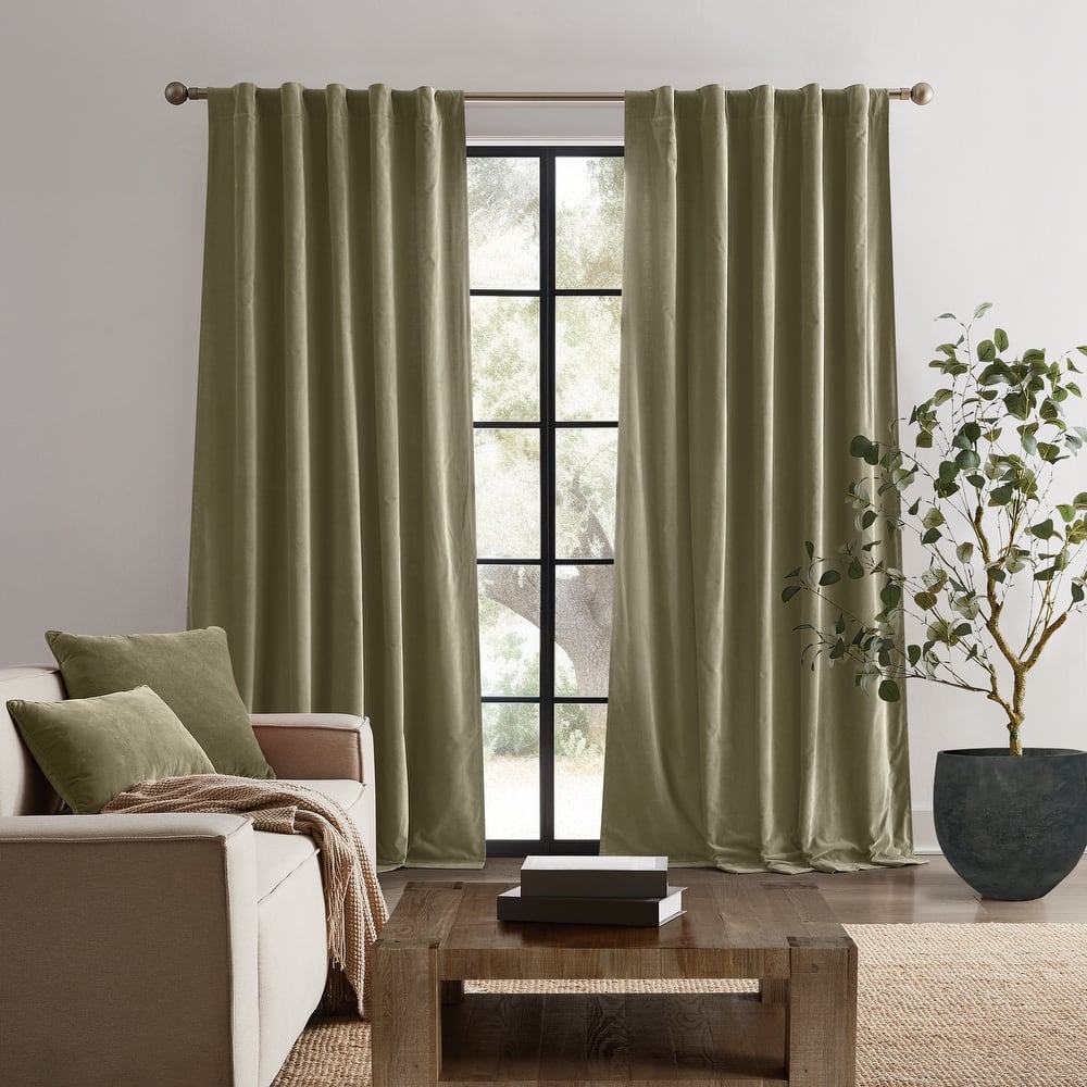 Brooklyn Loom Matte Cotton Velvet Window Curtain with Back Tab