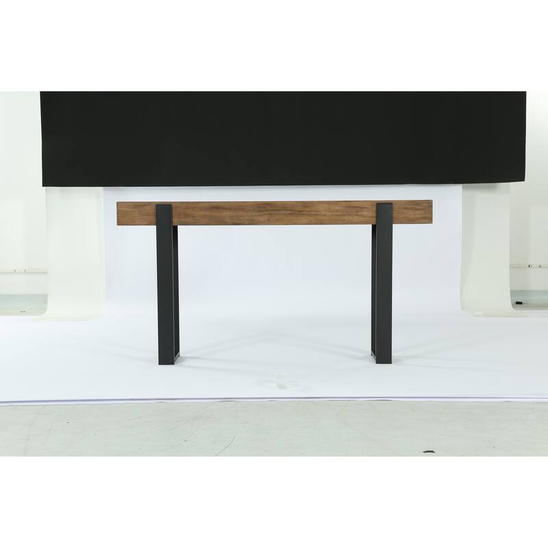 63-Inch Solid Wood Sofa Table Behind the Couch with Metal Support