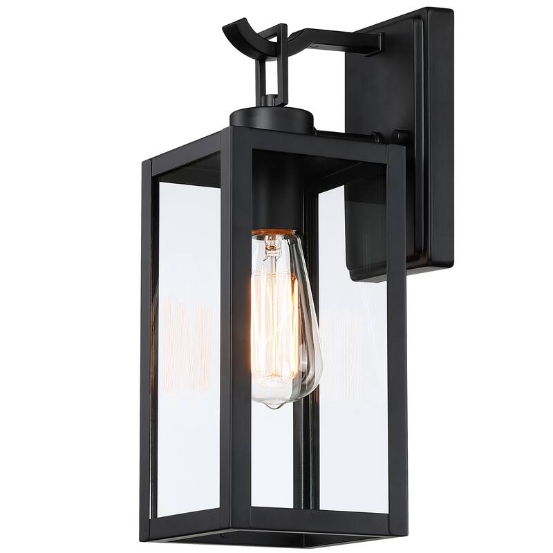 1-Light Steel Black Rectangular Outdoor Wall Sconce for Porch & Entryway