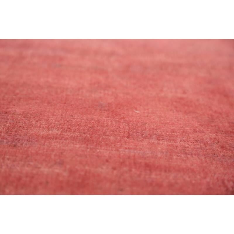 Pink Gabbeh Runner Rug Hand-Knotted Wool Carpet - 3'2" x 9'9"