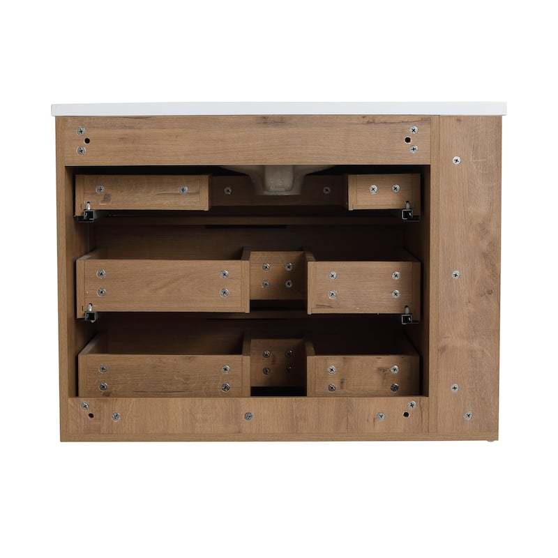 Bathroom Vanity With Sink In 30/36 Inch, Floating Bathroom Vanity With Soft Close Drawers and adjustable shelves