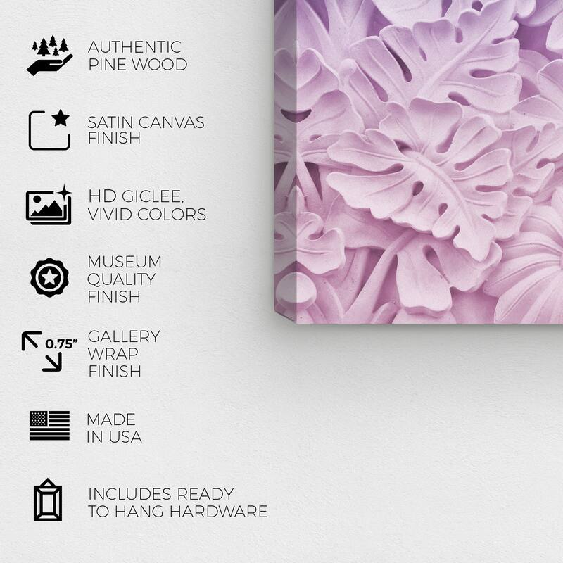 Wynwood Studio Canvas Floral and Botanical Clay Flowers and Leaves Purple and Light Purple Tropical Wall Art Canvas Print