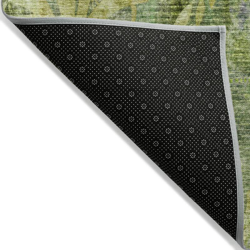 Machine Washable Indoor/ Outdoor Modern Floral Chantille Rug