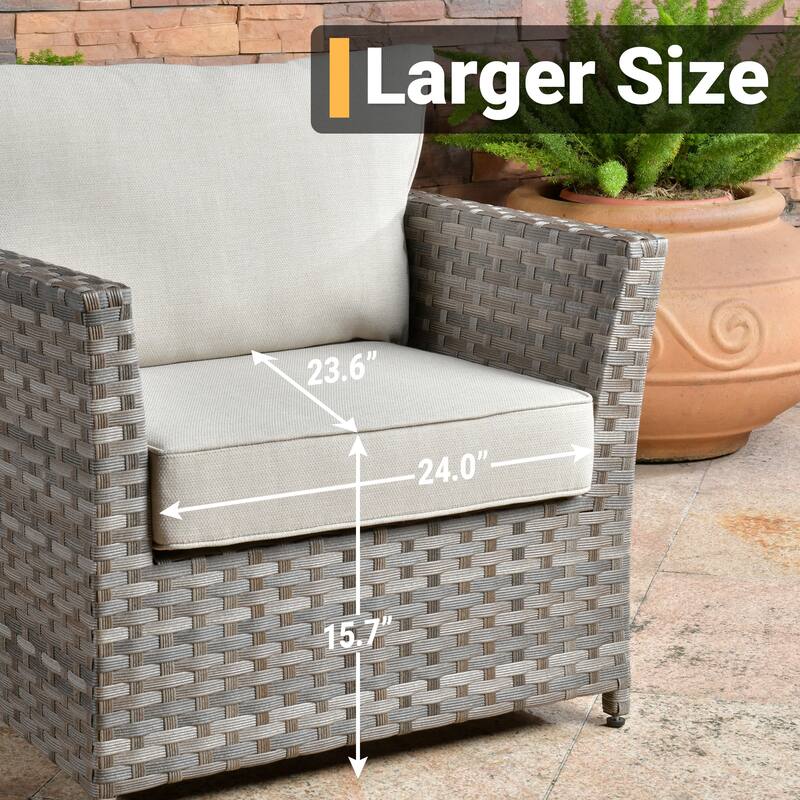 HOOOWOOO 10-piece Outdoor Grey Wicker Patio Furniture Set with Fire Pit Table