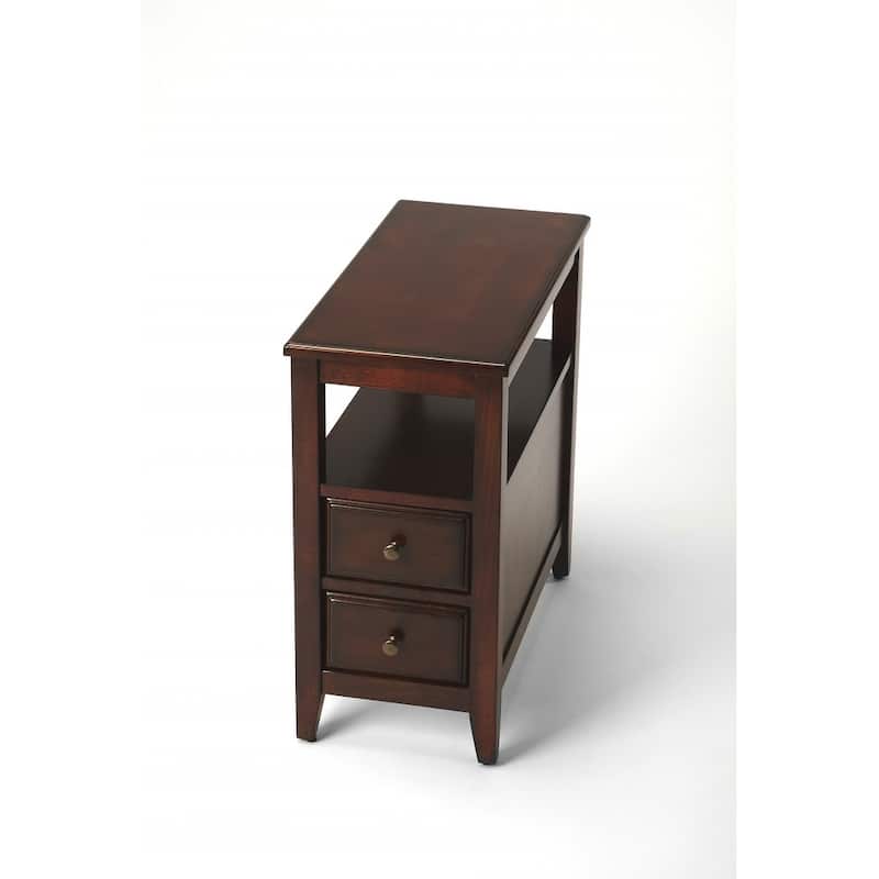 HomeRoots 24" Dark Brown Manufactured Wood End Table With Two Drawers And Shelf - 12