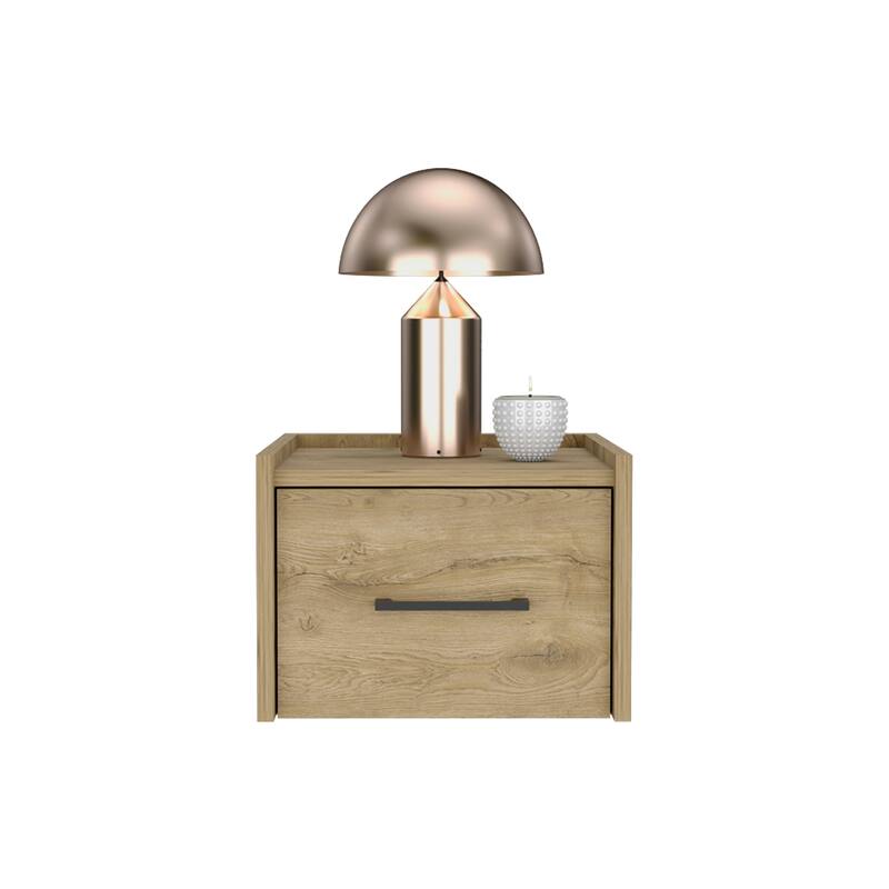 Wall-Mounted Nightstand with Drawer and Surface, Space-Saving Design, Durable Manufactured Wood