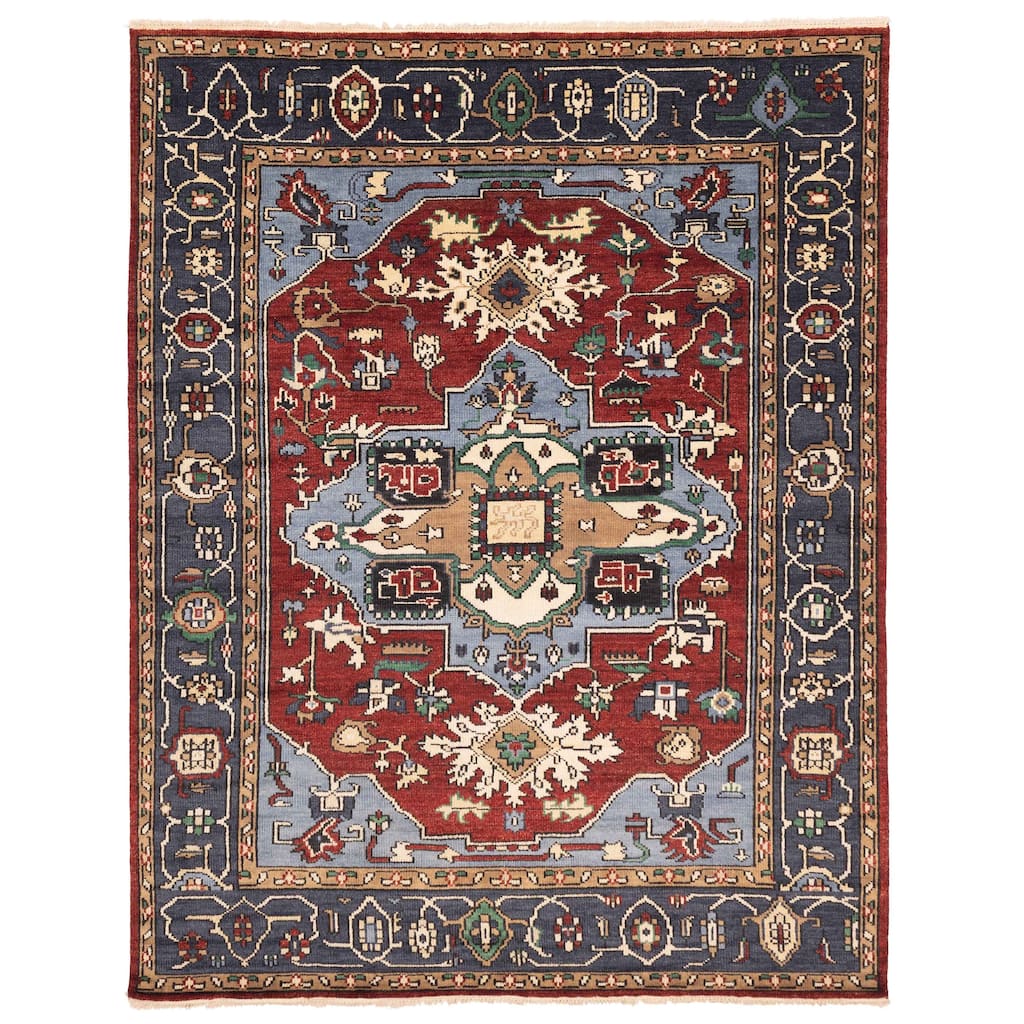 ECARPETGALLERY Hand-knotted Jules Serapi Dark Red Wool Rug - 7'10 x 9'11