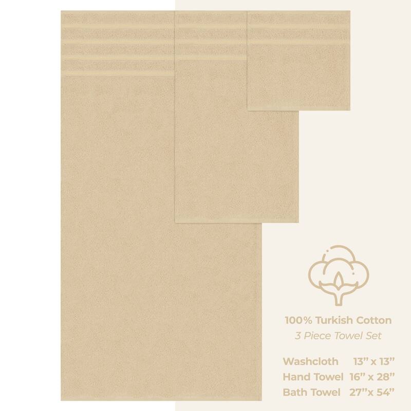 American Soft Linen 3 Piece, 100% Genuine Turkish Cotton Premium & Luxury Towels Bathroom Sets