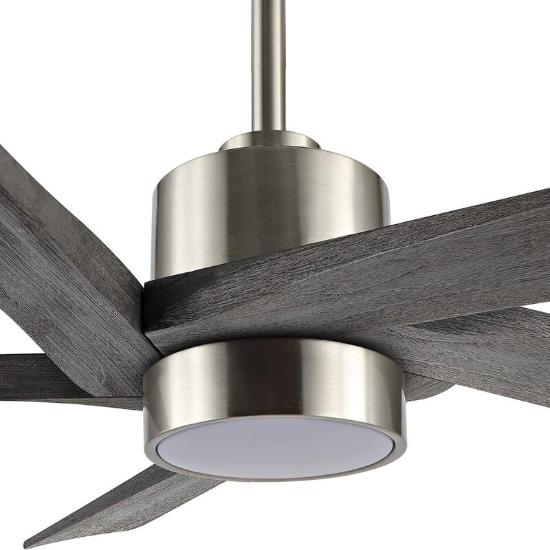 54" Brushed Nickel Aero Blade Ceiling Fan with LED Light and Remote - Brushed Nickel - 54"D x 54"W x 21"H