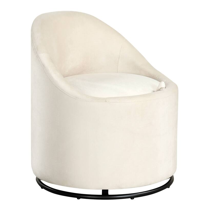 Costway 1/2 PCS Barrel Chair with Storage 360° Swivel Upholstered - See Details - Beige-1 PCS