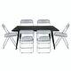 preview thumbnail 73 of 81, Lawrence Modern 7-Piece Dining Set of 6 Acrylic Folding Dining Chairs and Solid Wood Top with Black Metal Legs Transparent Black