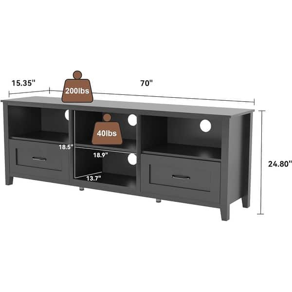 WESOME 70 inch Black TV Stand with 2 Drawers Compartment for Living Room Bedroom M On Sale