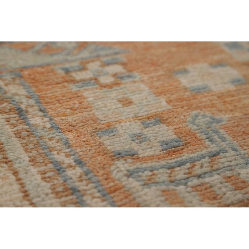 Hand Knotted Oriental 100% Wool Carpet Transitional Tribal Oranges & Rust Oushak Area Rug - 8' 3'' X 5' 9''