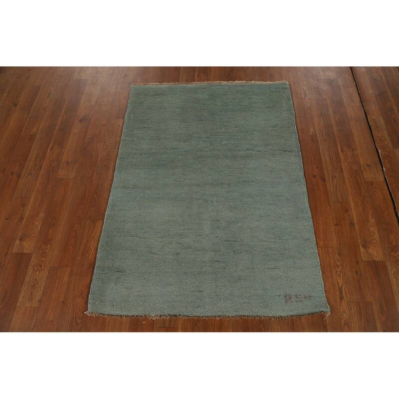 Gabbeh Modern Foyer Rug Hand-Knotted Solid Wool Carpet - 2'8"x 3'9"