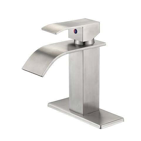Modern Brushed Nickel Bathroom Faucet,Single Handle Bathroom Vanity Sink Faucet