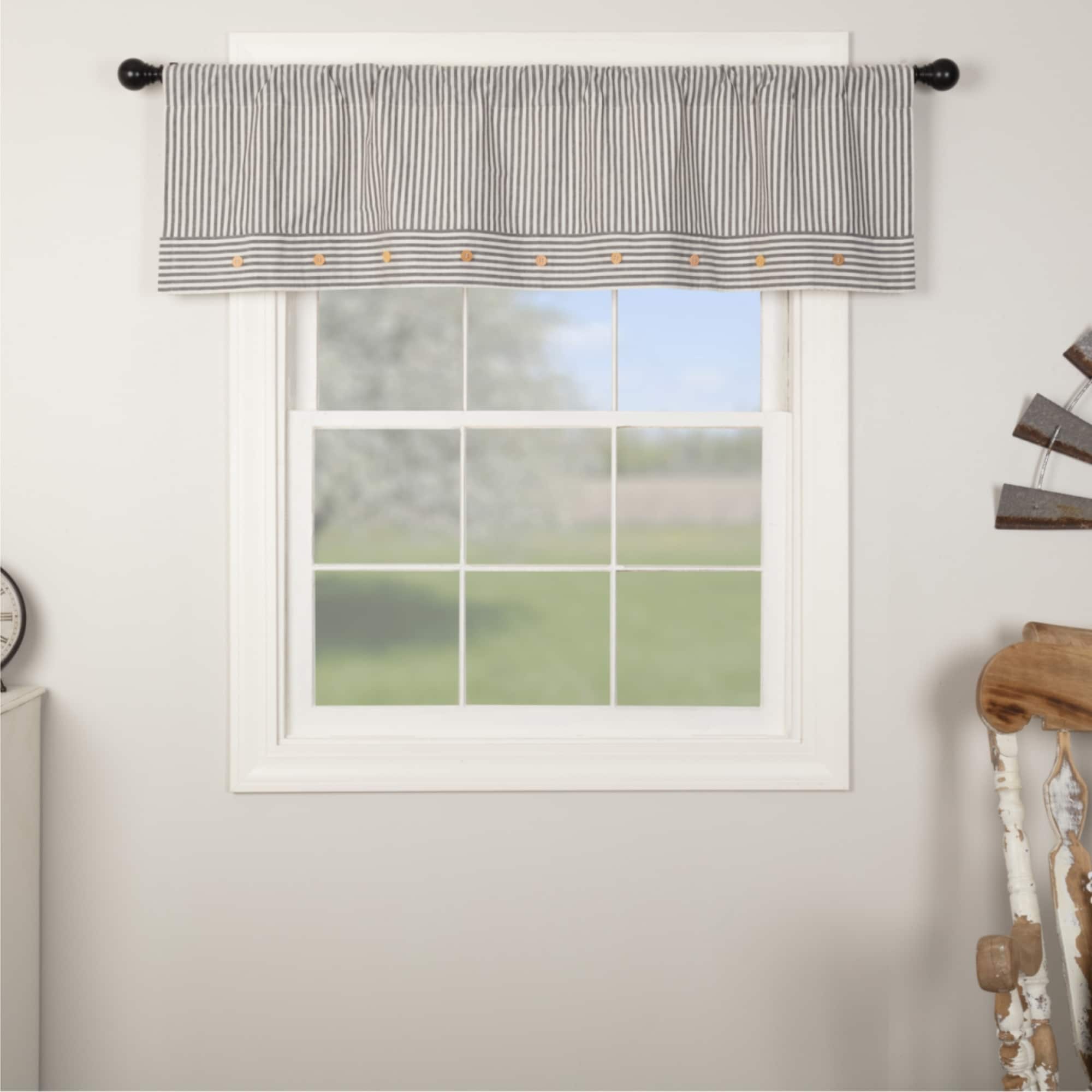 Farmhouse Ticking Gray Valance