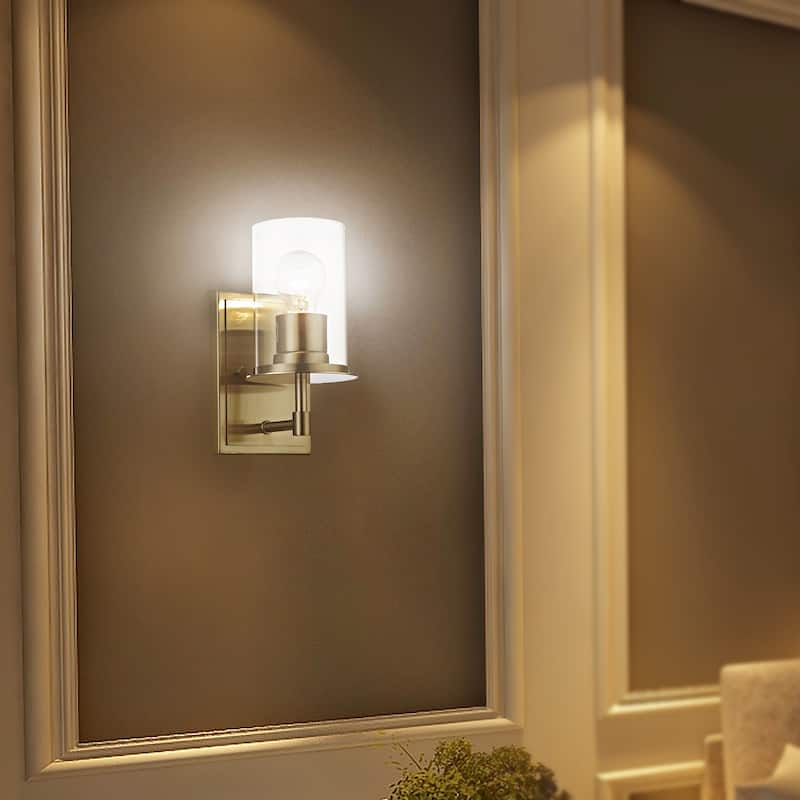 Tamsin Brushed Nickel 1-Light Clear Cylinder Glass Wall Sconce