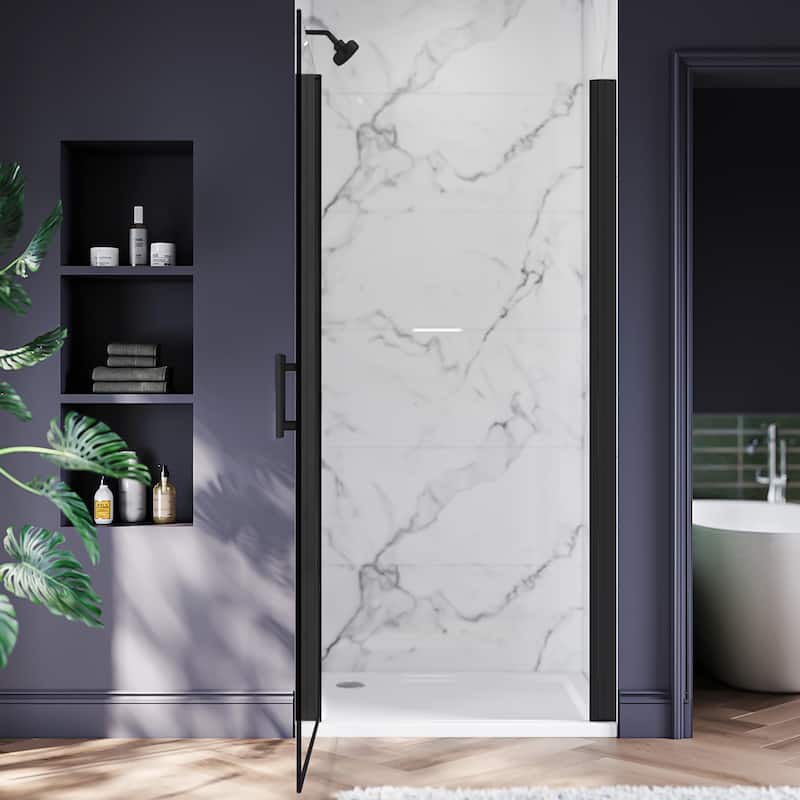 Elegant Adjustable Width Frameless Pivot Swing Shower Door with 1/4 inch Transparent Tempered by Certified Glass Door