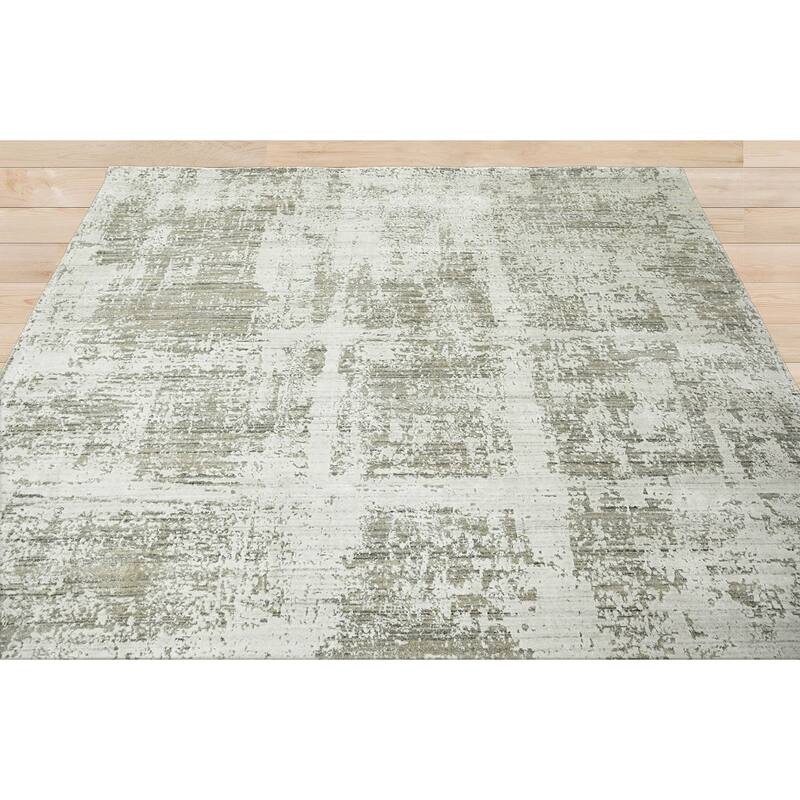 Hand Knotted 100% Wool Modern & Contemporary Oriental Area Rug Ivory