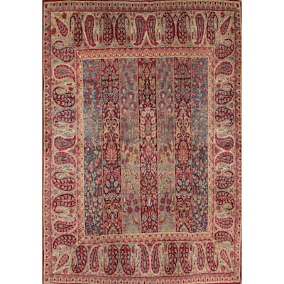 Hand Knotted Oriental 100% Wool Carpet Traditional Floral Navy Blue & Blues Kerman Area Rug - 6' 0'' X 4' 8''
