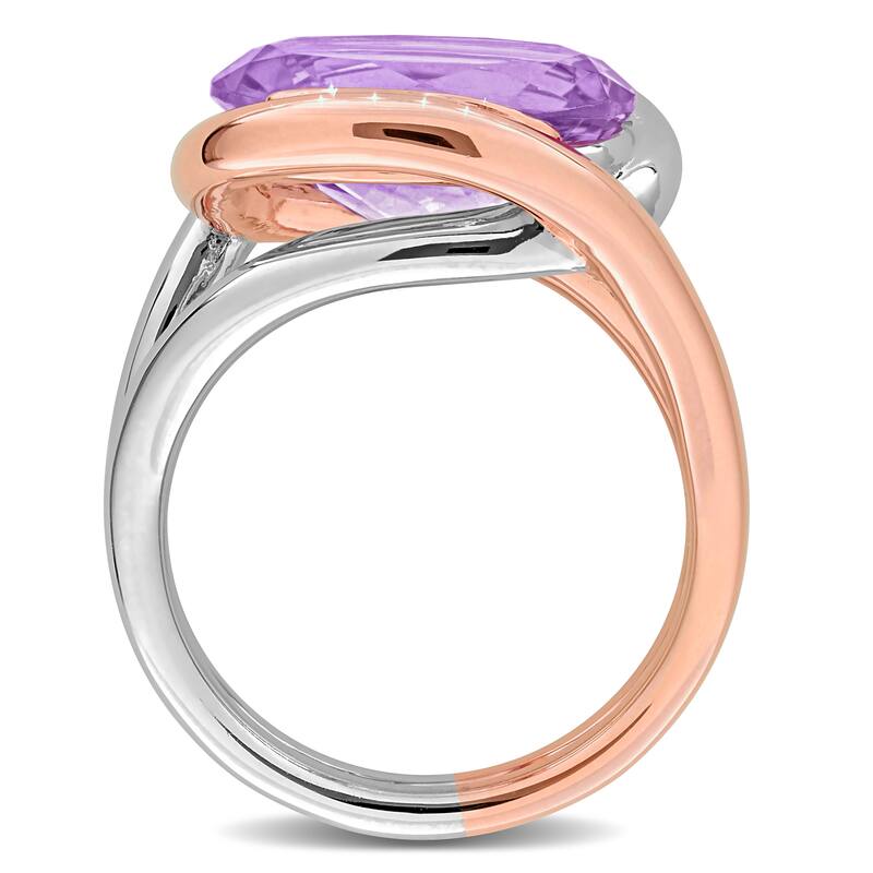 Miadora 5 3/8ct TGW Pink Amethyst Ring in Two-Tone Silver