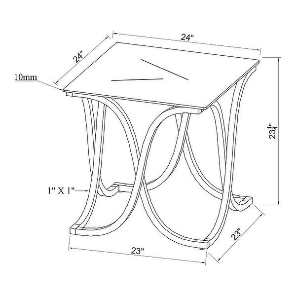dimension image slide 0 of 2, Artenia Modern Chrome 24-inch Glass Top Side Table by Furniture of America