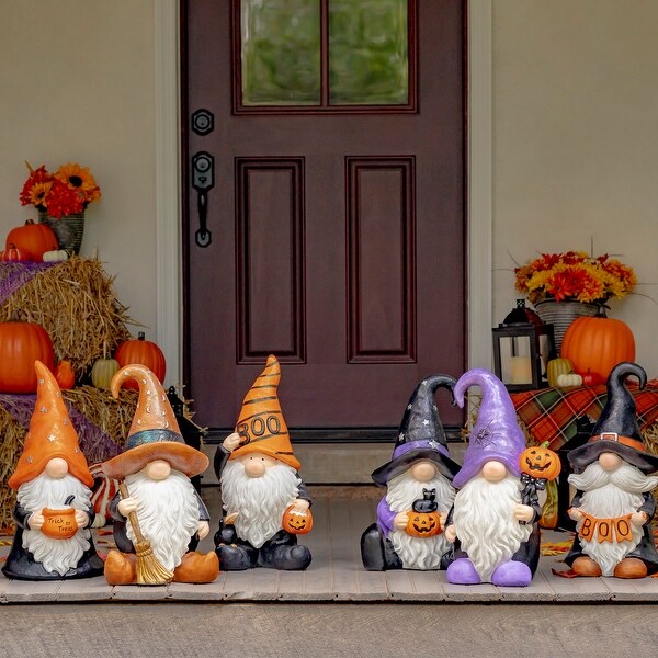 Halloween Gnome Wizard with Cauldron and Orange Hat - Bed Bath