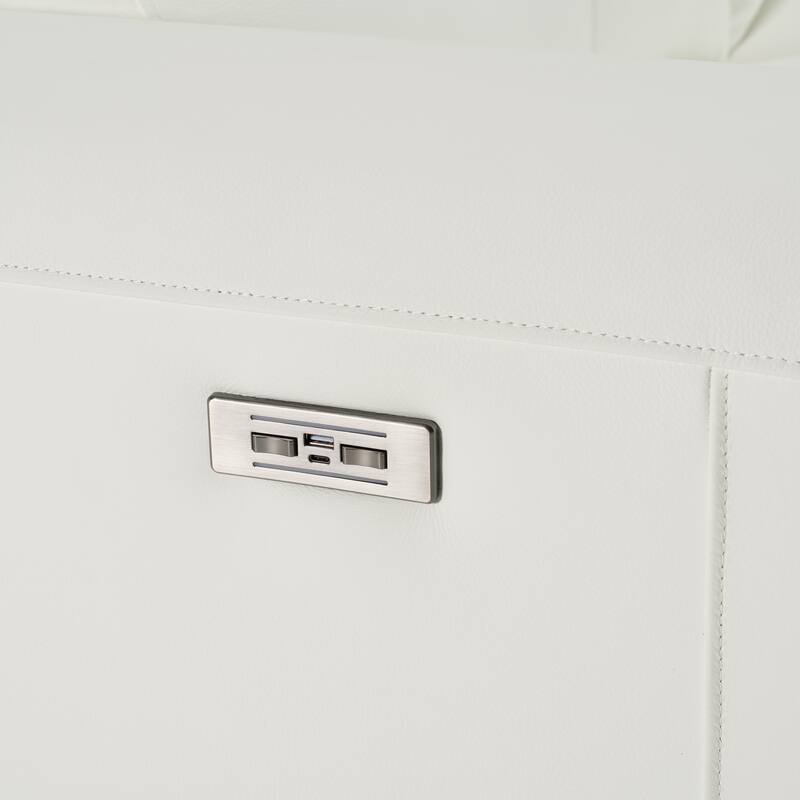 Divani Casa Chignik Modern White Leather Sofa w/ 2 Recliners