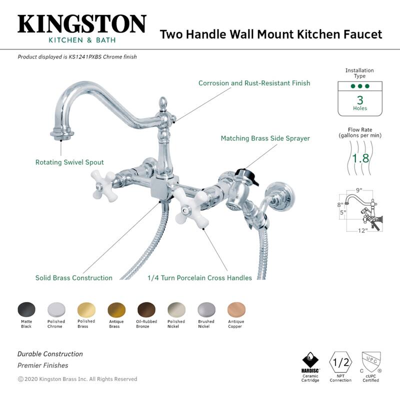 Kingston Brass Heritage Wall Mount Kitchen Faucet