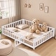 preview thumbnail 8 of 13, Full size Floor Platform Bed with Fence and Door, Montessori Floor Bed Frame with Support Slats for Toddlers,Wooden Floor Bed White