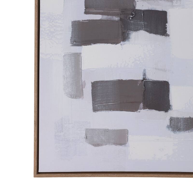 Wood Canvas Wall Art Handpainted Patches - 40" Brown/Ivory