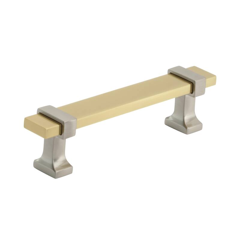 Amerock Overton Cabinet or Furniture Pull - 3-3/4 in (96 mm) Center-to-Center - Brushed Gold/Satin Nickel