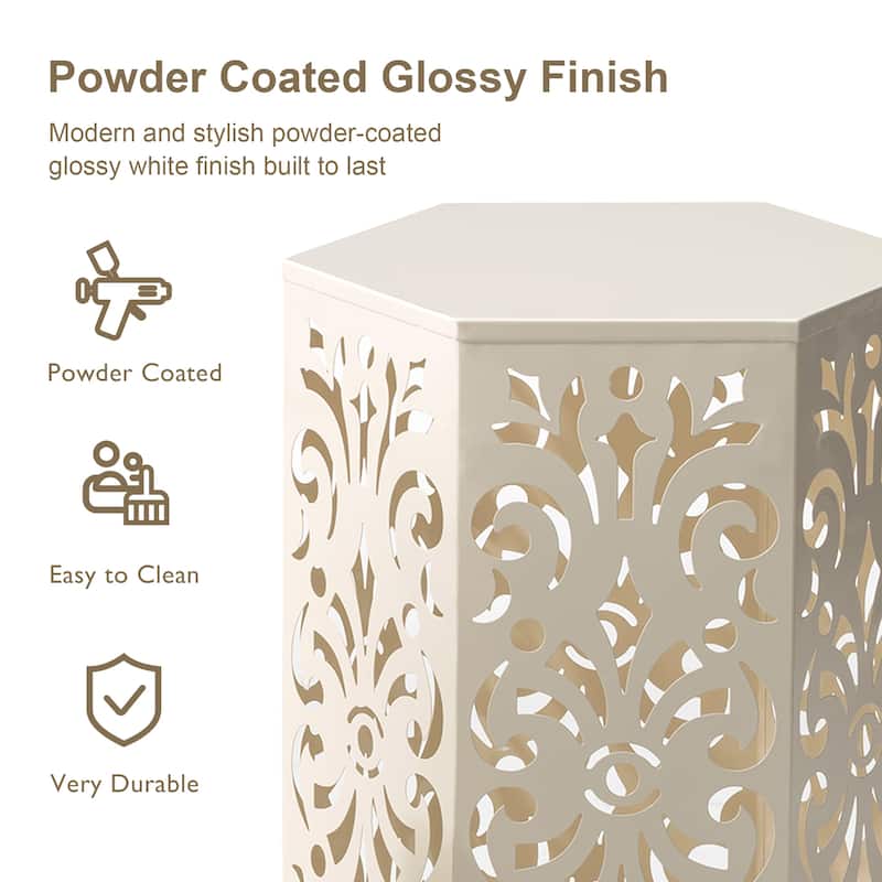 Glitzhome Set of 2 Floral Pattern Outdoor Table Garden Stool - 14"W x 14"D x 19.25"H