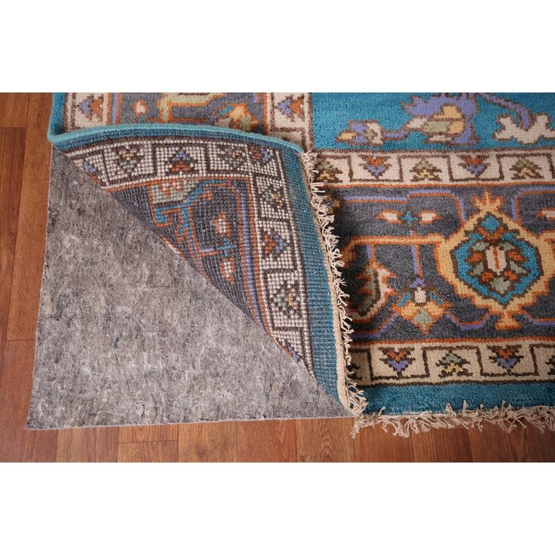 Blue Oushak Oriental Area Rug Handmade Wool Carpet - 8'11" X 11'8"