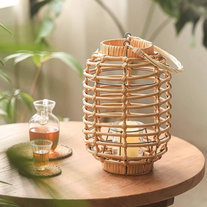 RusticReach Decorative Bamboo Woven Lantern Holder