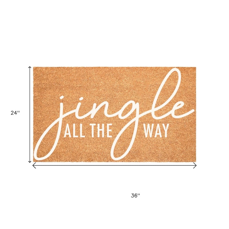 HomeRoots 24" X 36" Brown And White Christmas Outdoor Coir Door Mat - 24.00' X '36.00