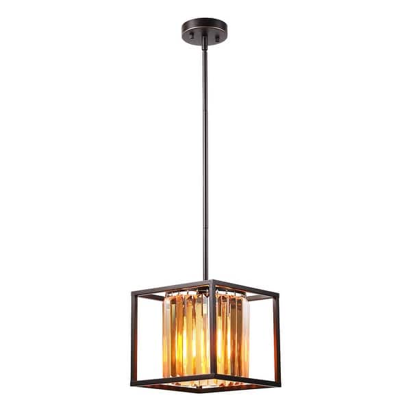 Glam 1-Light Square Amber Crystal Kitchen Island Lighting ...
