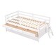 preview thumbnail 8 of 6, White Solid Pine Wood Low Loft Bed Twin Size with Safety Fence