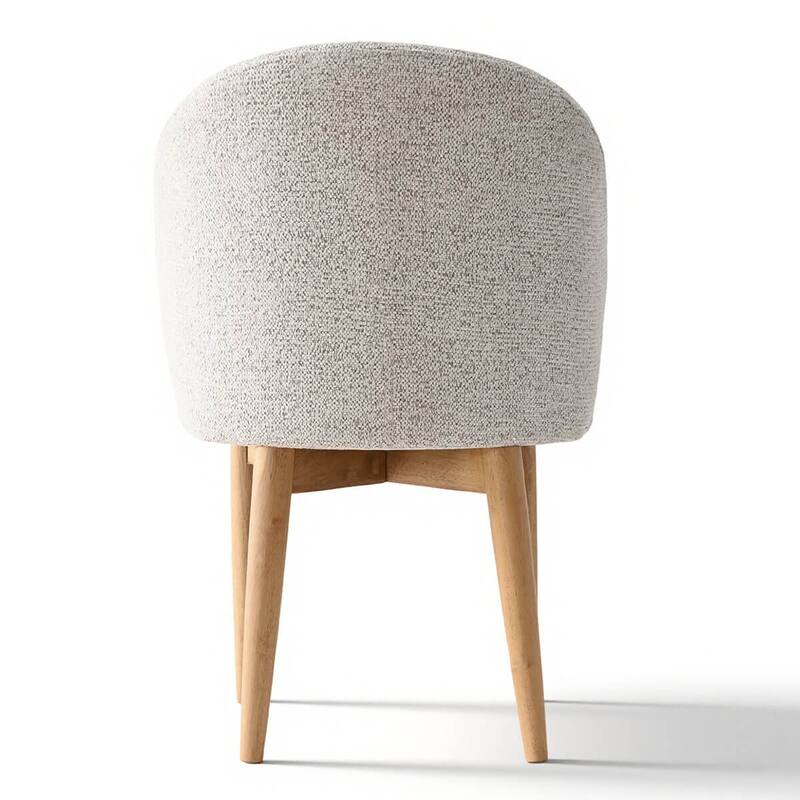 Upholstered Barrel Dining Chair With Oak Solid Wood Legs (Set of 4)