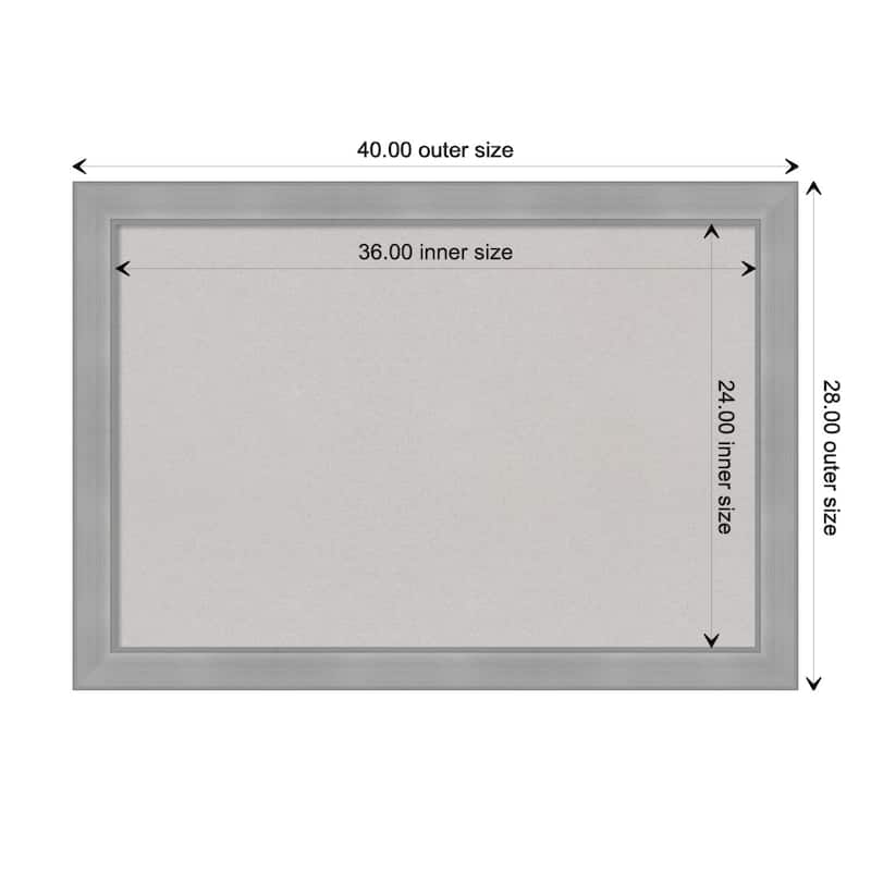 Vista Brushed Nickel Framed Grey Corkboard Bulletin Board - Board Size 36x24