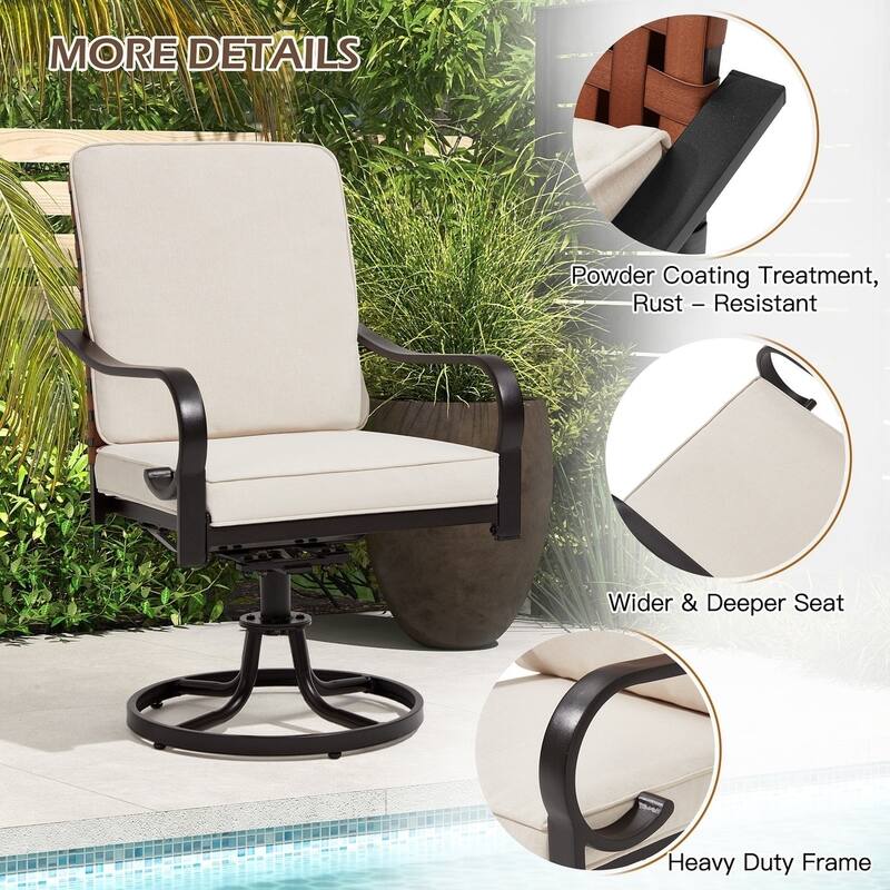 Outdoor Swivel Rocker Chairs Set of 2, Heavy-Duty 360° Swivel Patio Chairs with Cushions, All-Weather Steel Frame for Garden